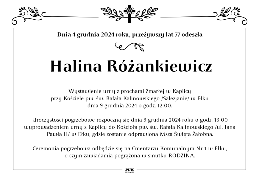 Halina Różankiewicz - nekrolog